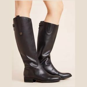 Sam Edelman Women's Black "Penny" Leather Zipper Back Tall Riding Boots